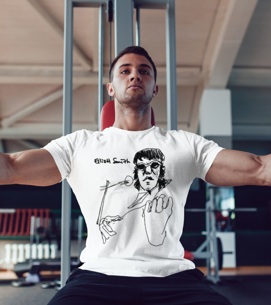 Elliott Smith Blue Fools Hand-Drawn Microphone Sketch T-Shirt