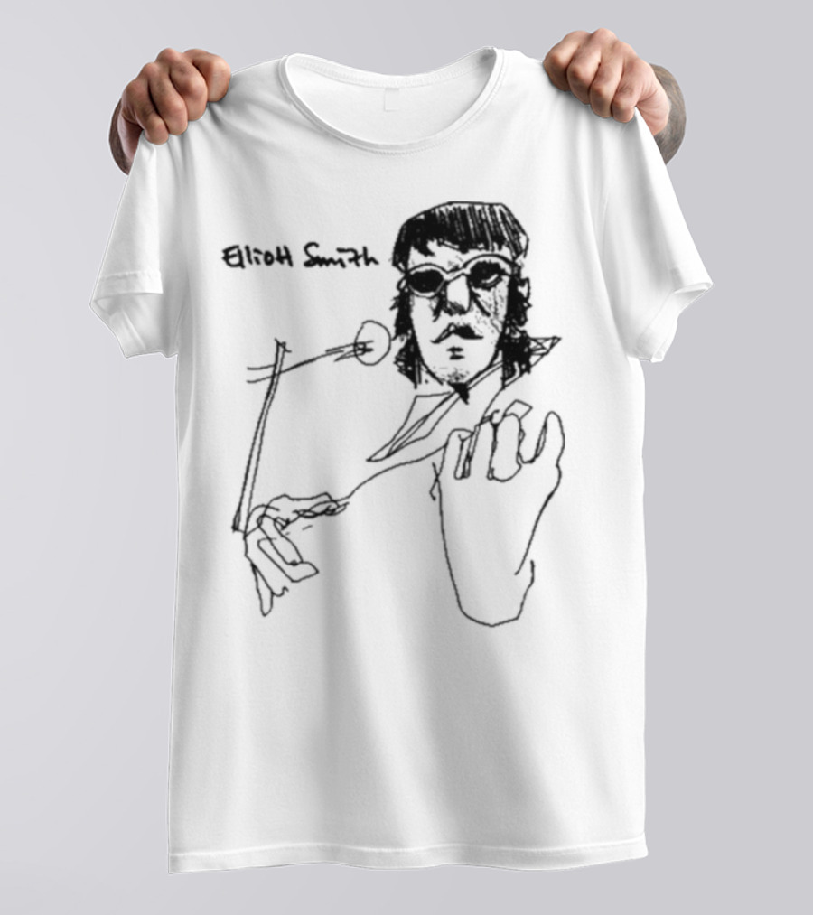 Elliott Smith Blue Fools Hand-Drawn Microphone Sketch T-Shirt