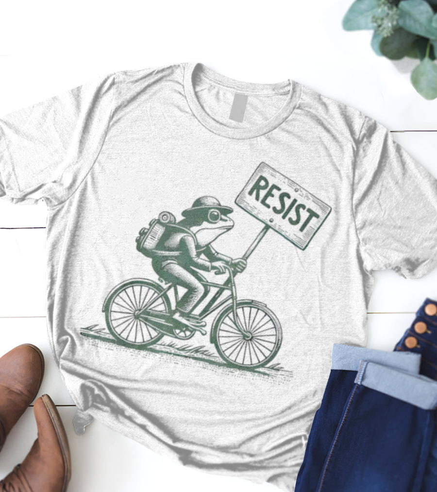 Frog On Bike Resist Portland Protest Vintage Graphic T-Shirt
