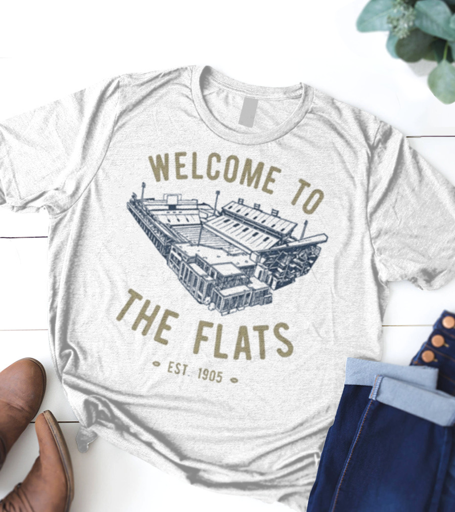 Georgia Tech Yellow Jackets Welcome To The Flats Est 1905 Stadium Blueprint T-Shirt