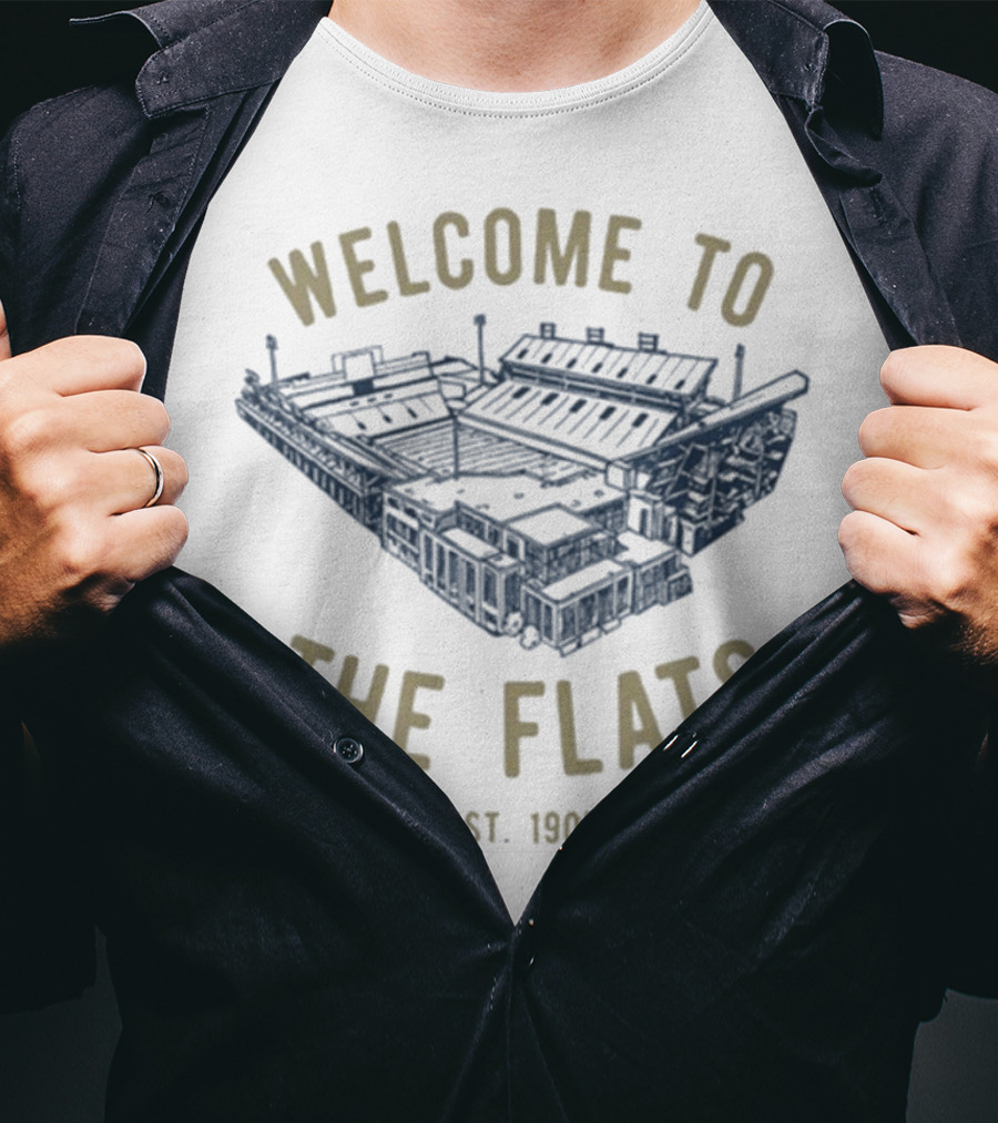 Georgia Tech Yellow Jackets Welcome To The Flats Est 1905 Stadium Blueprint T-Shirt