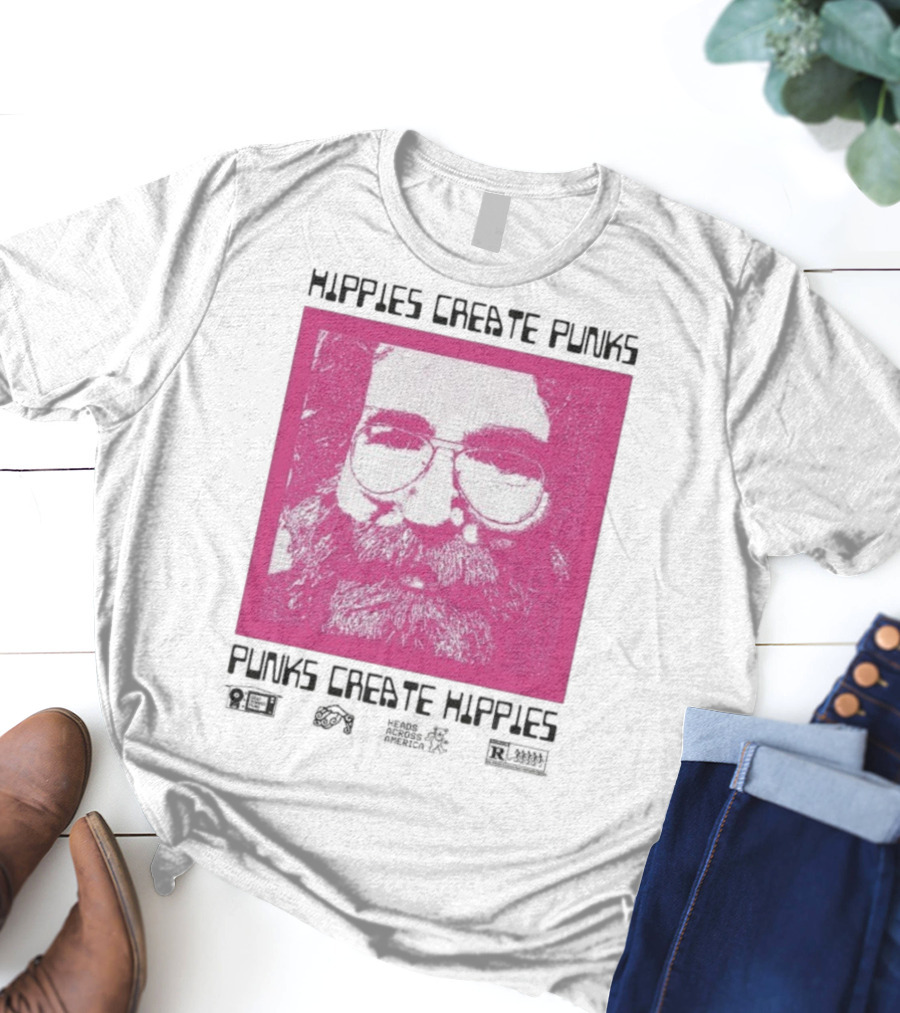 Hippies Create Punks Punks Create Hippies Heads Iconic Beard Glare T-Shirt