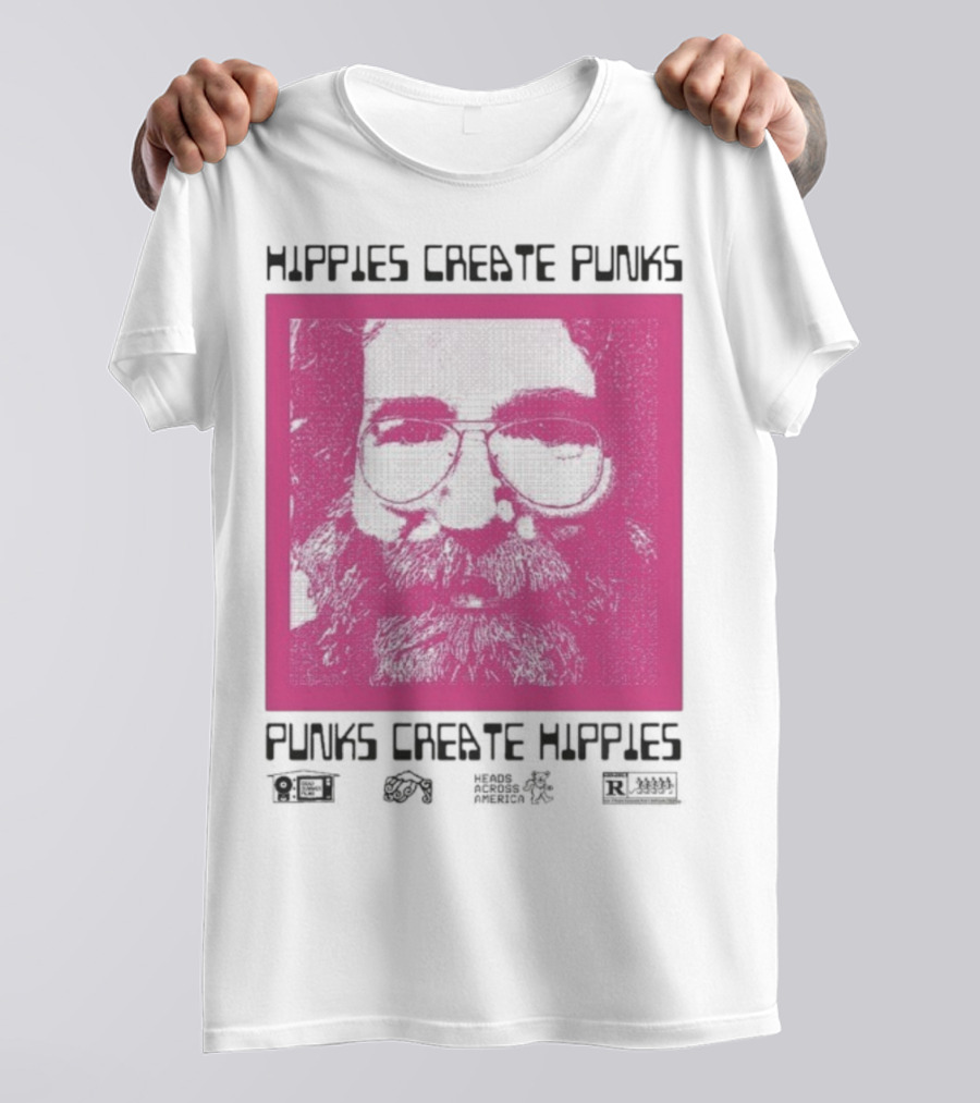 Hippies Create Punks Punks Create Hippies Heads Iconic Beard Glare T-Shirt