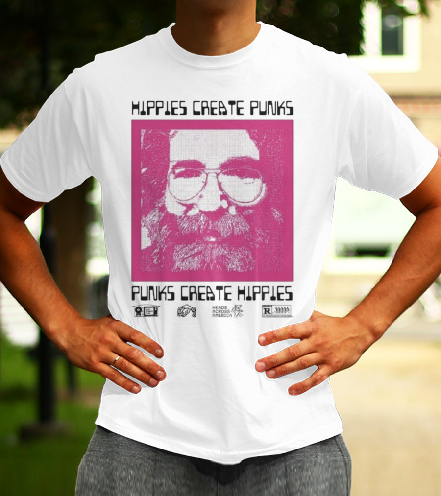 Hippies Create Punks Punks Create Hippies Heads Iconic Beard Glare T-Shirt