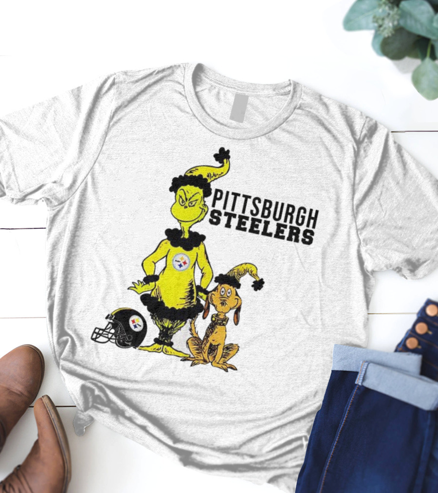 Grinch Max Pittsburgh Steelers Football Christmas Collaboration T-Shirt