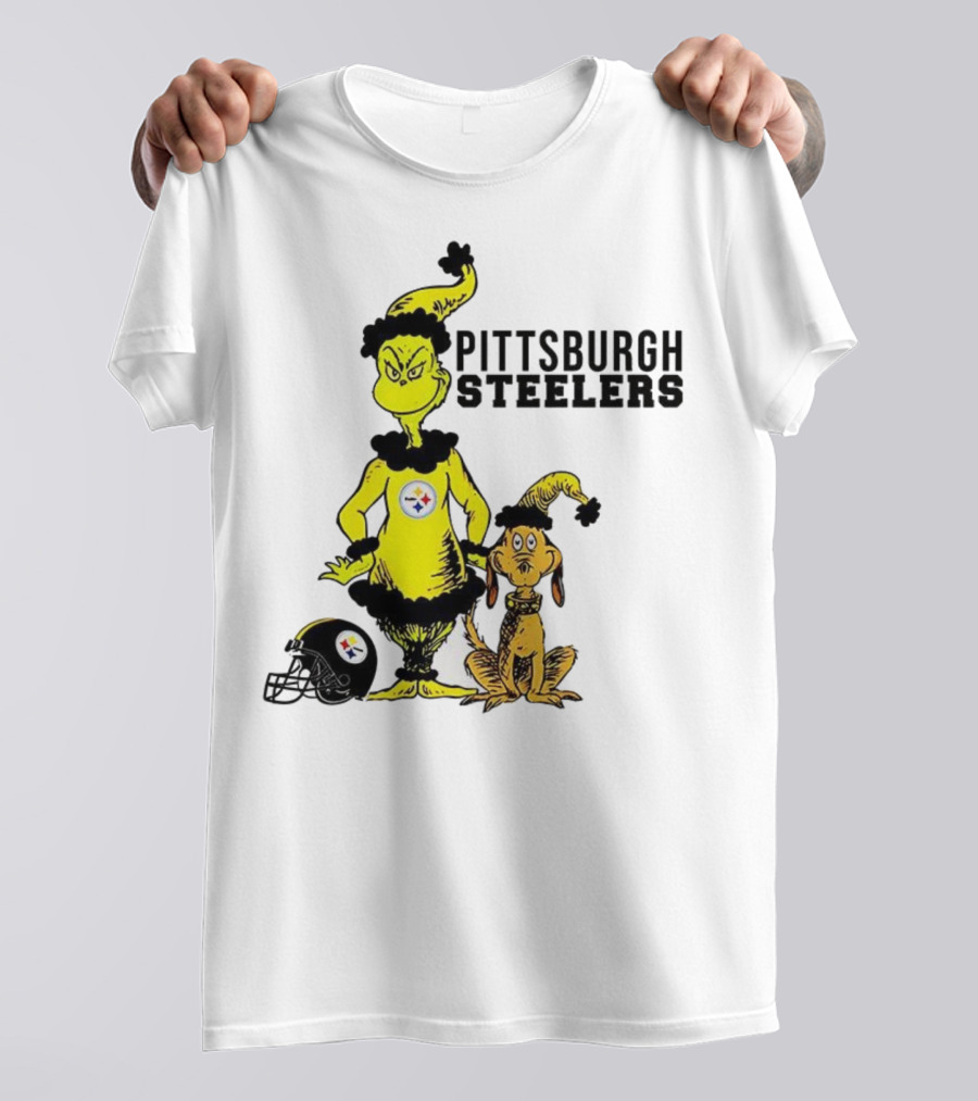 Grinch Max Pittsburgh Steelers Football Christmas Collaboration T-Shirt