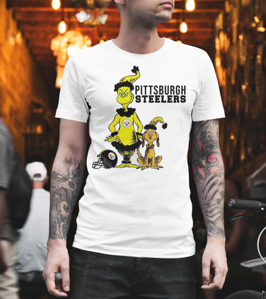 Grinch Max Pittsburgh Steelers Football Christmas Collaboration T-Shirt
