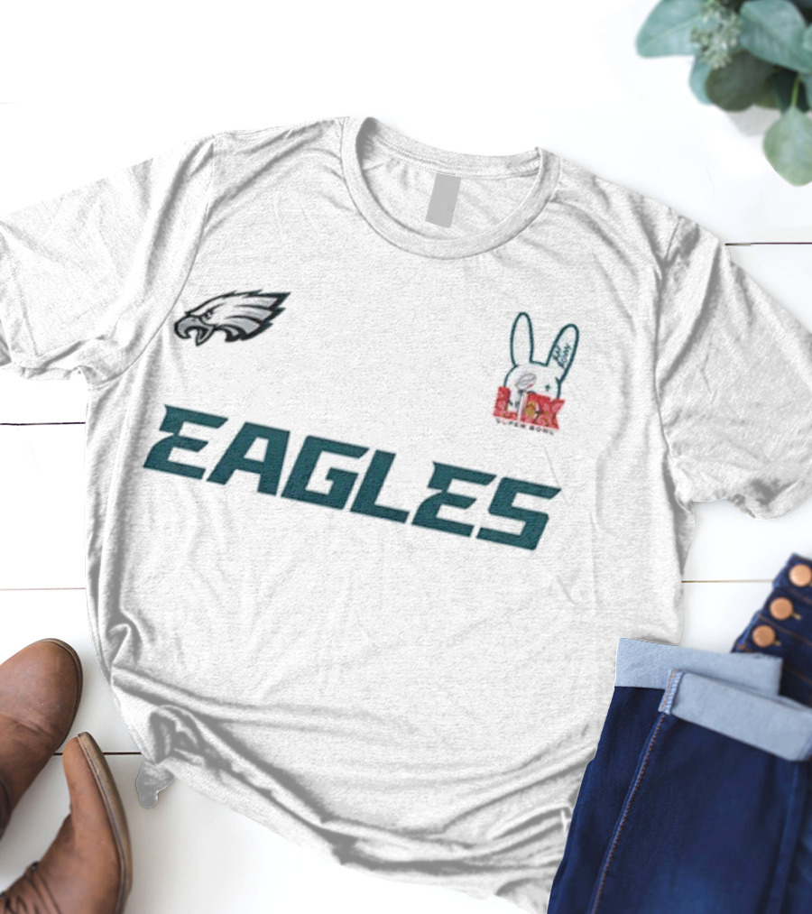 Philadelphia Eagles Bad Bunny 2025 Halftime Show Collaboration T-Shirt