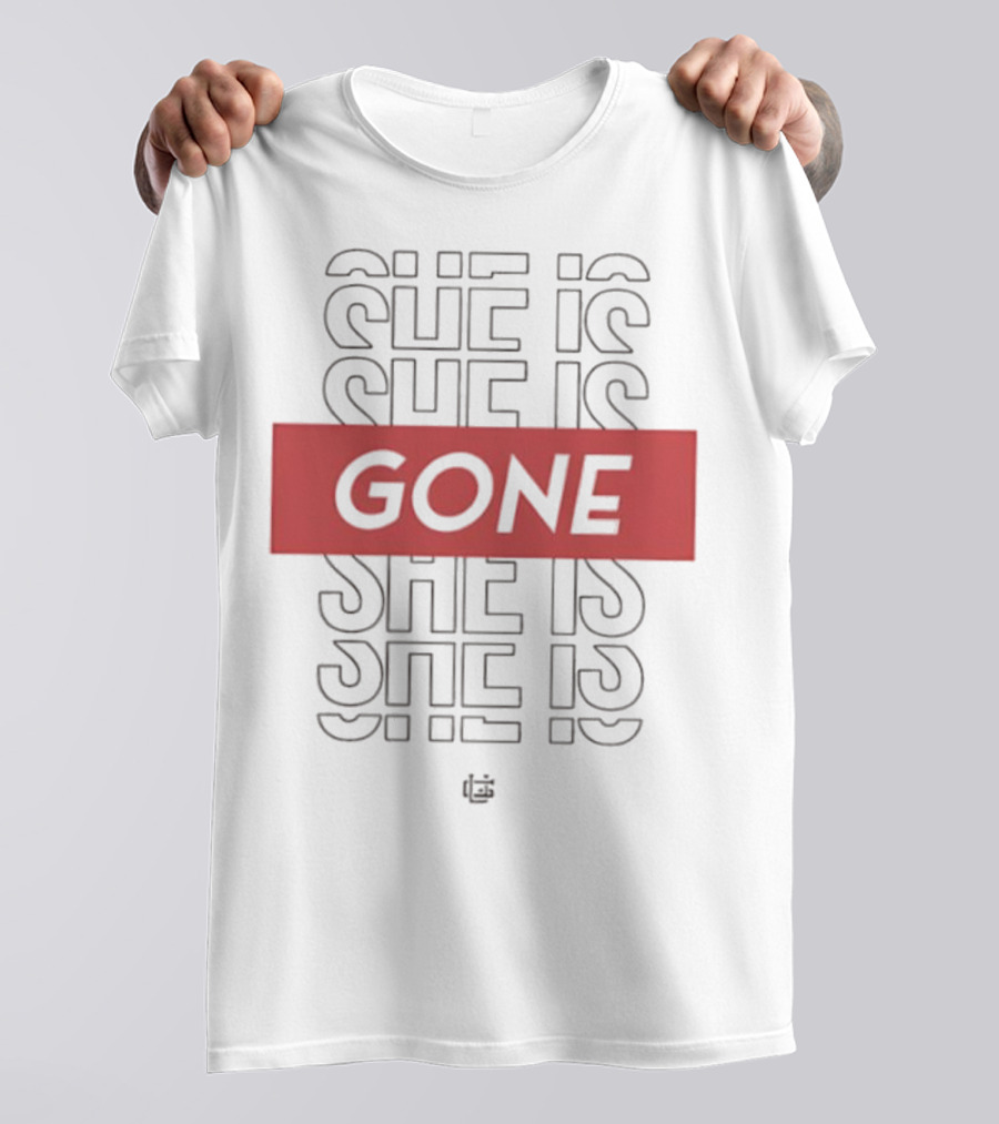 She Is Gone Bold Statement Red Highlight Repeat T-Shirt
