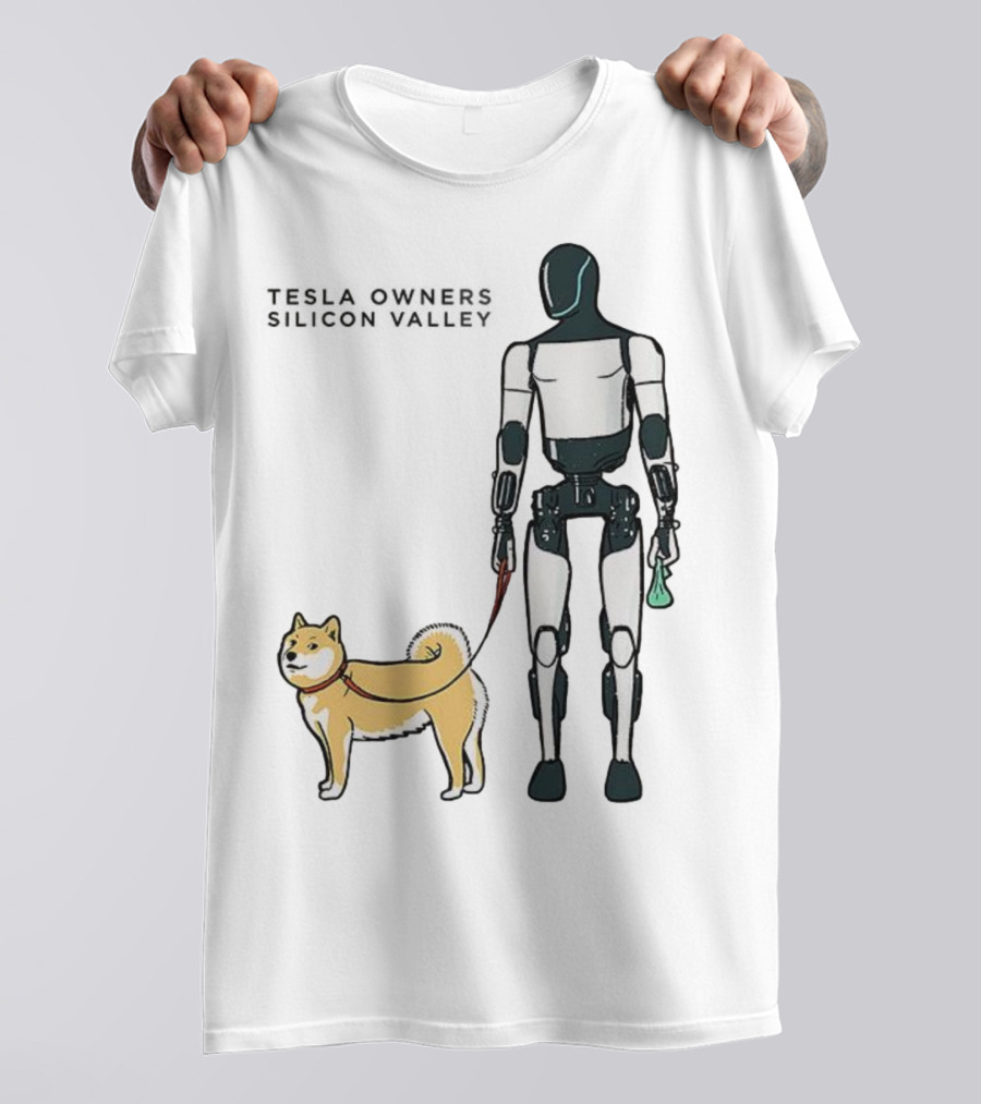 Tesla Owners Silicon Valley Optimus Robot Walking Doge Dog T-Shirt