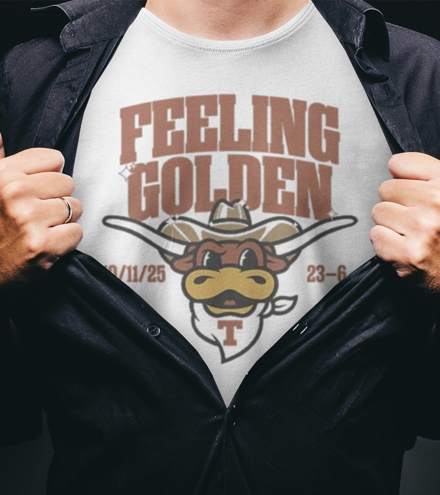 Texas Longhorns Feeling Golden Mascot 10/11/23 23-6 T-Shirt