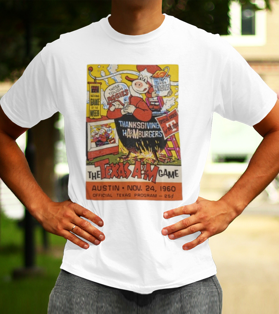 Texas Longhorns Thanksgiving Texas A&M Game Austin Nov 24 1960 Official Program T-Shirt