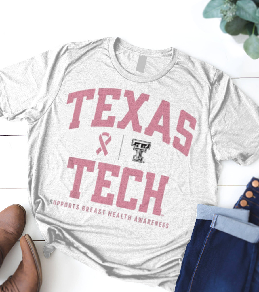 Texas Tech Supports Breast Health Awareness 2025 With Red Raiders Logo T-Shirt