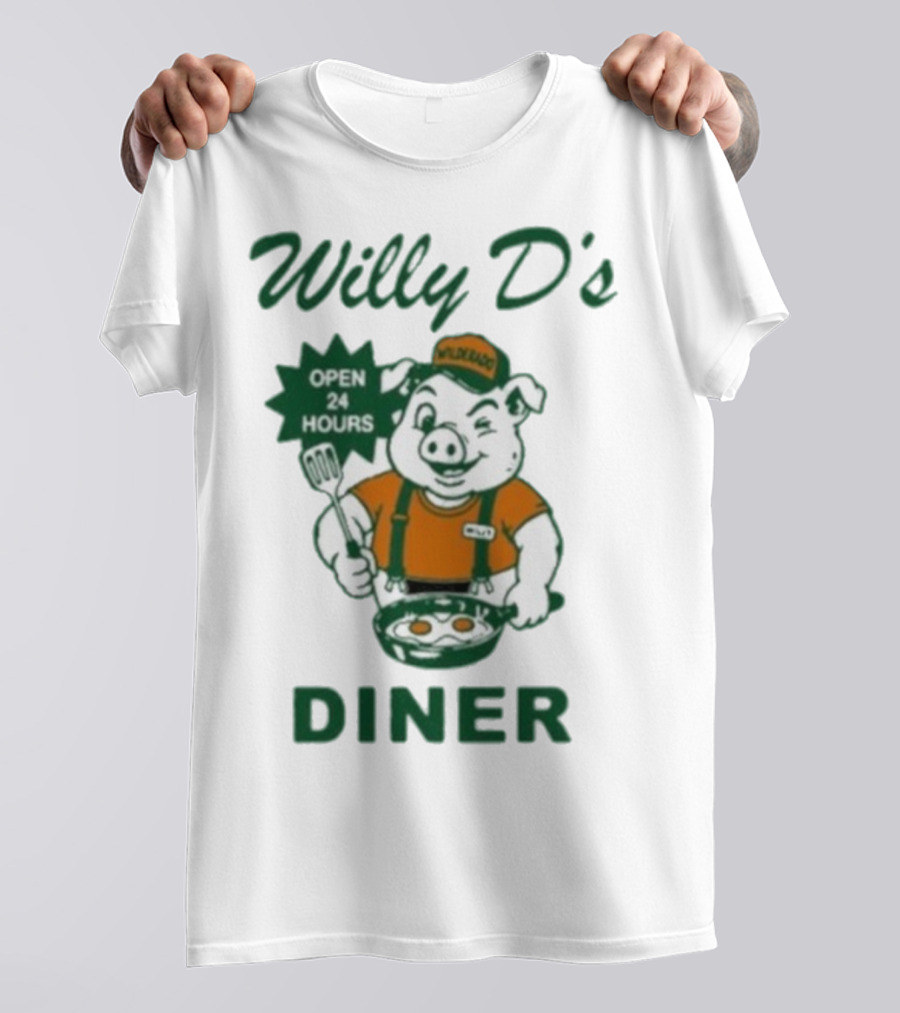 Wilderado Willy D's Diner Open 24 Hours Pig Cooking Eggs T-Shirt