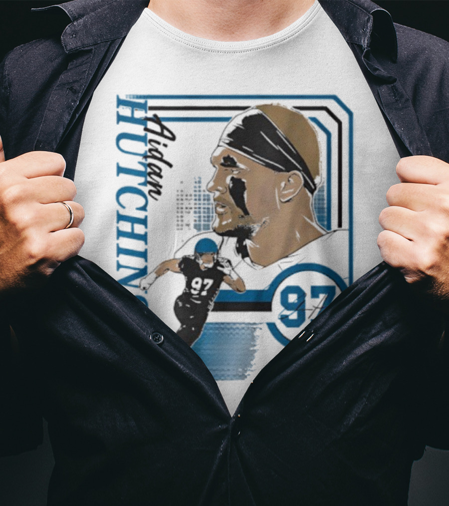 Aidan Hutchinson Signature Collage 97 Athlete Portrait T-Shirt