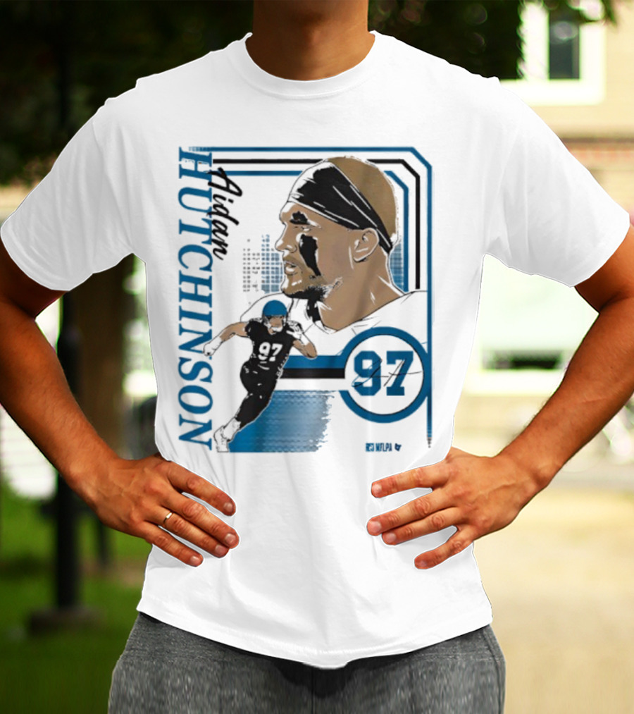 Aidan Hutchinson Signature Collage 97 Athlete Portrait T-Shirt