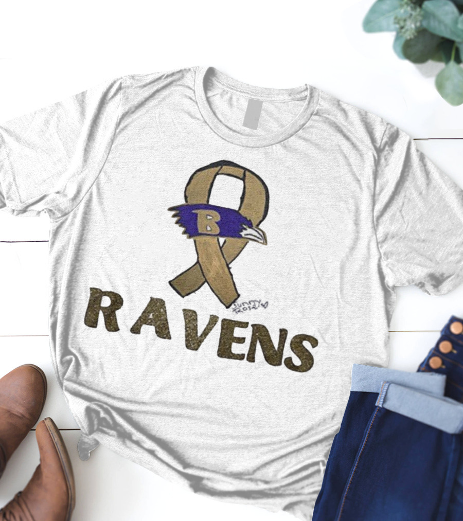 Baltimore Ravens Crucial Catch Breast Cancer Awareness 2025 Ravens Ribbon Logo T-Shirt
