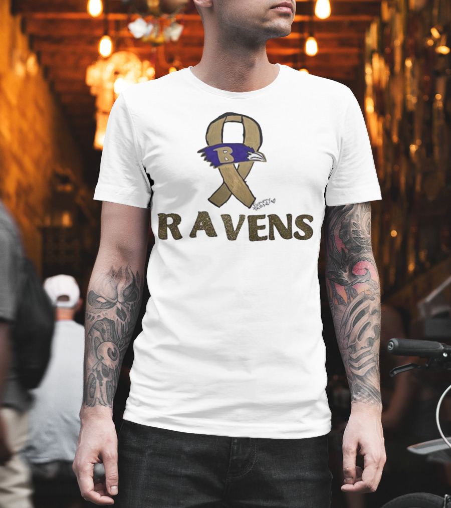 Baltimore Ravens Crucial Catch Breast Cancer Awareness 2025 Ravens Ribbon Logo T-Shirt