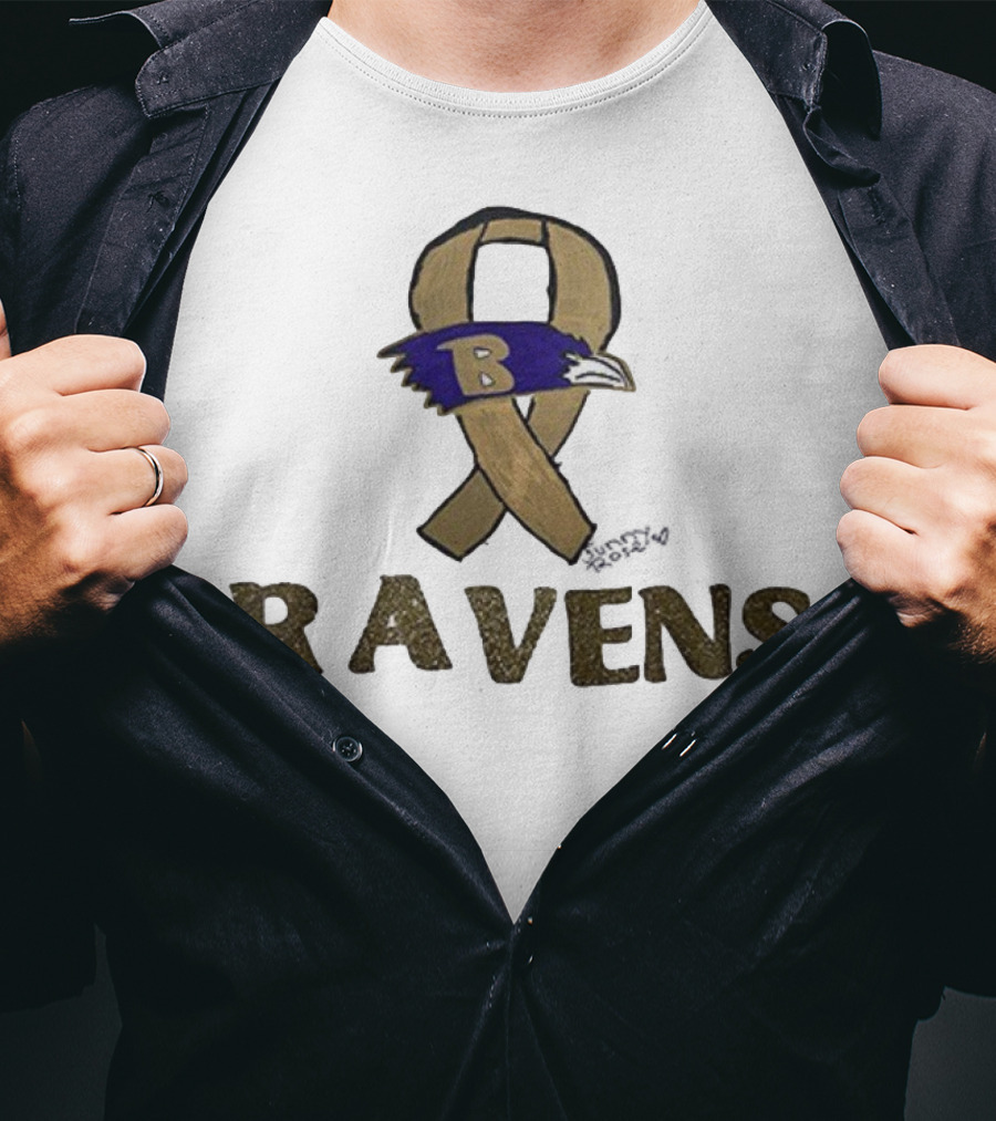 Baltimore Ravens Crucial Catch Breast Cancer Awareness 2025 Ravens Ribbon Logo T-Shirt