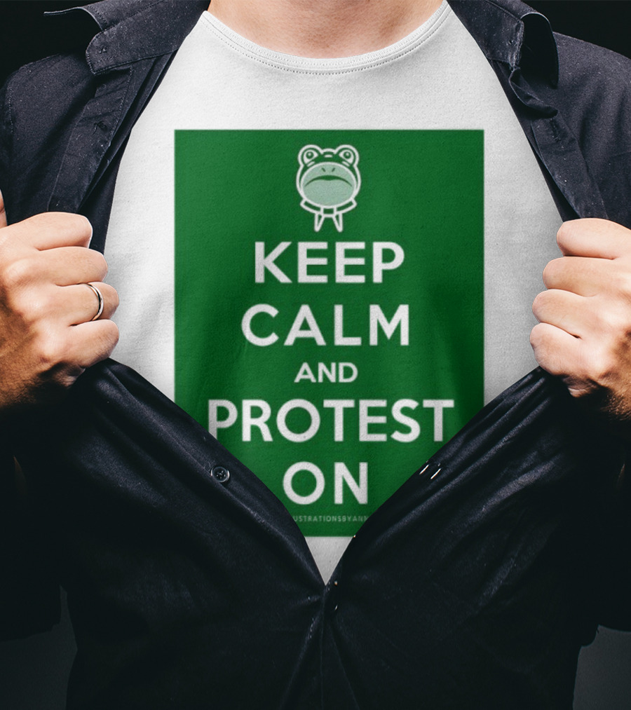 Keep Calm And Protest On With Frog Icon T-Shirt