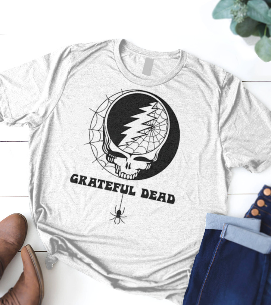 Grateful Dead Steal Your Face Spiderweb Skull Halloween T-Shirt