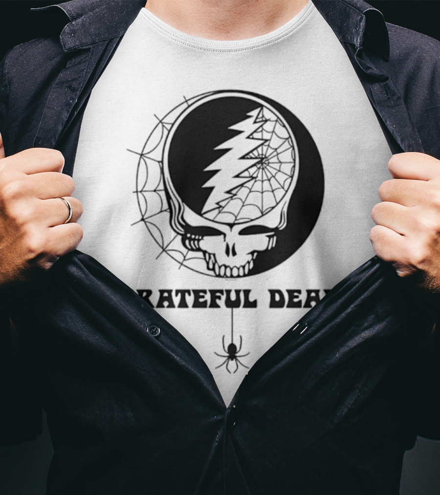 Grateful Dead Steal Your Face Spiderweb Skull Halloween T-Shirt