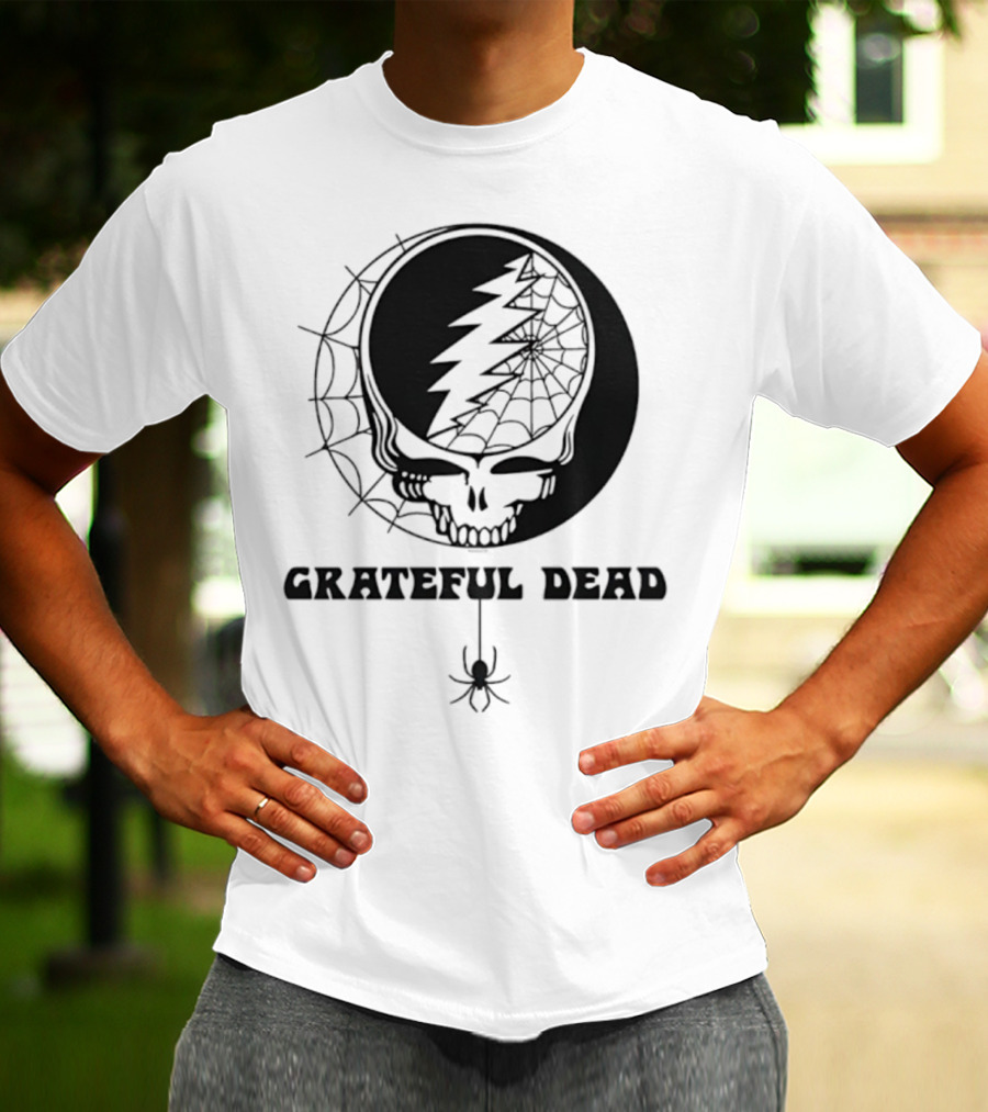 Grateful Dead Steal Your Face Spiderweb Skull Halloween T-Shirt