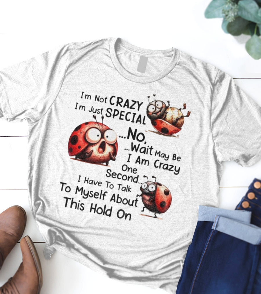 I'm Not Crazy I'm Just Special No Wait May Be I Am Crazy One Second I Have To Talk To Myself About This Hold On Ladybug T-Shirt