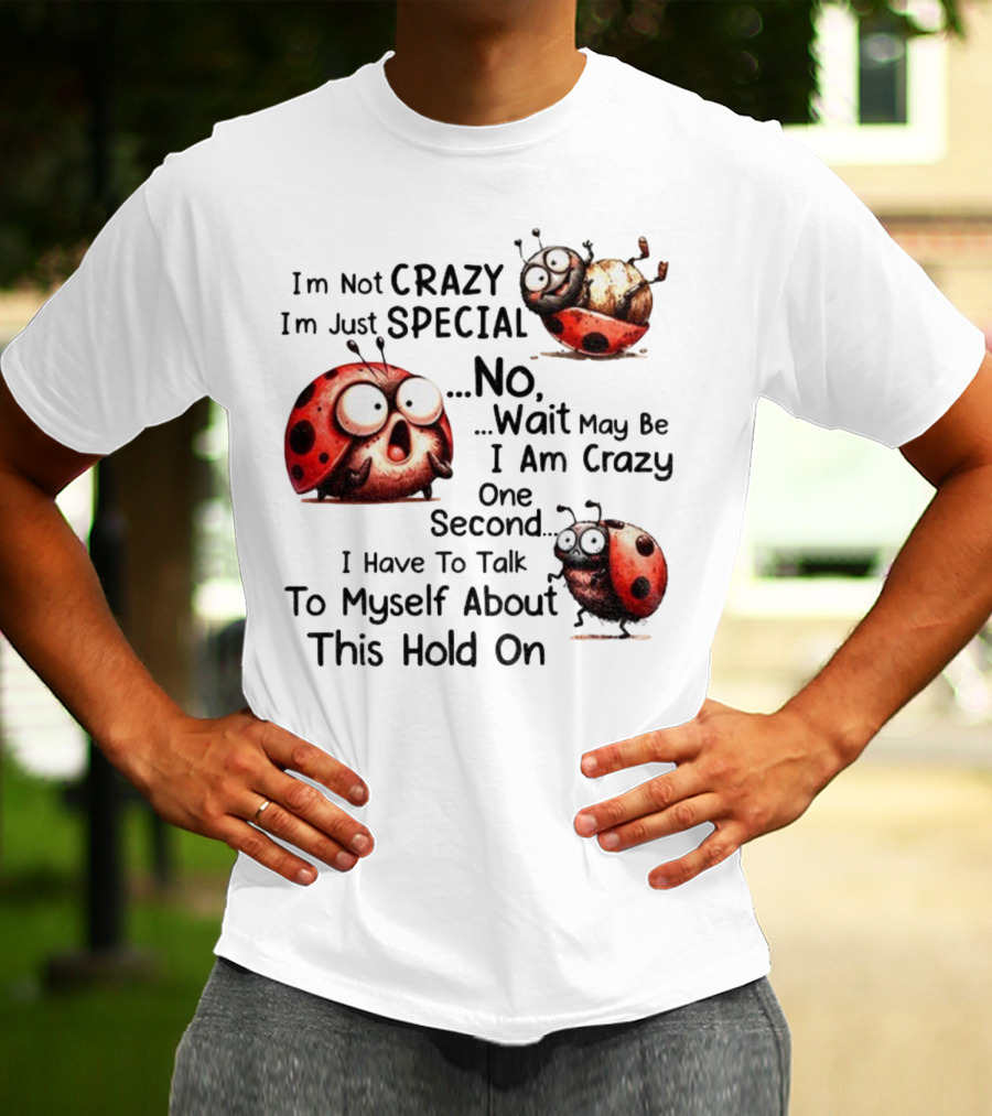 I'm Not Crazy I'm Just Special No Wait May Be I Am Crazy One Second I Have To Talk To Myself About This Hold On Ladybug T-Shirt