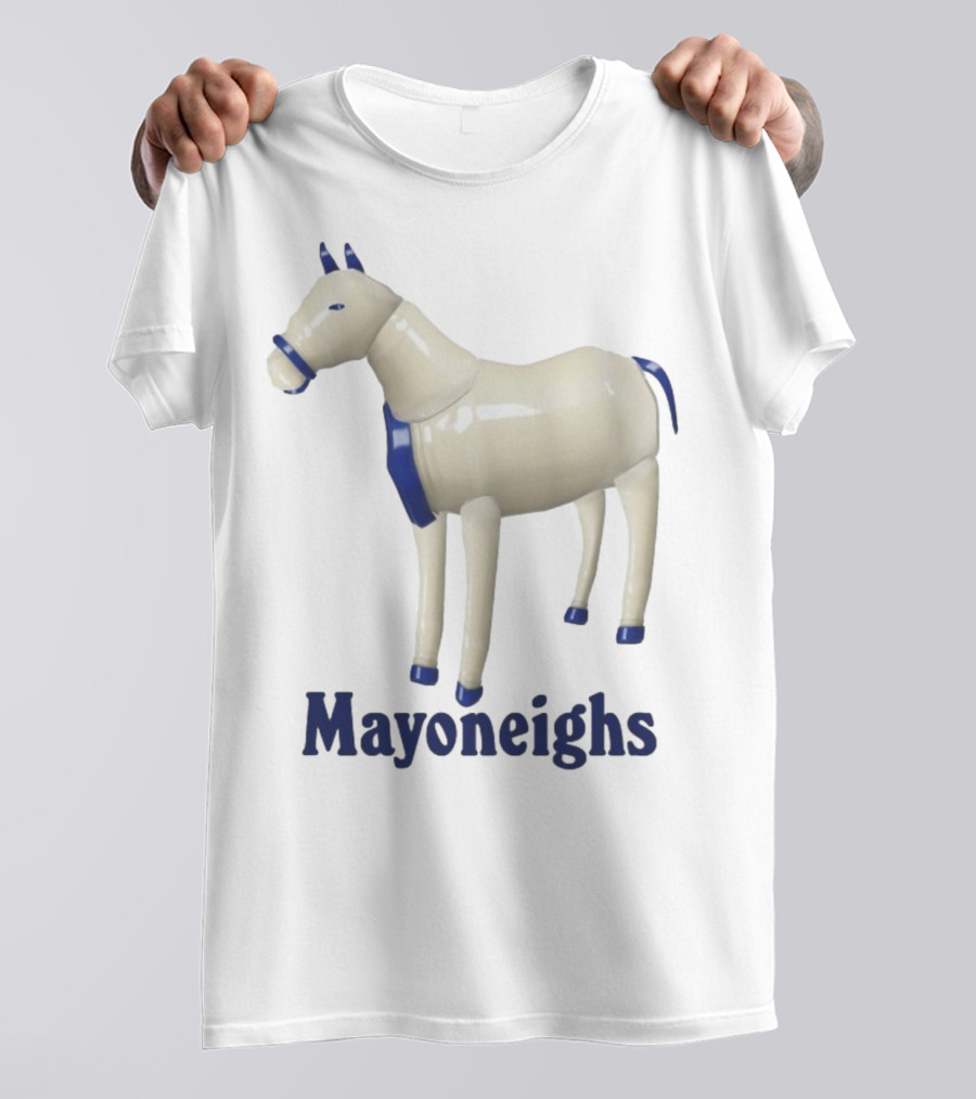 Mayoneighs Horse Creamy Figurine Blue Accents T-Shirt