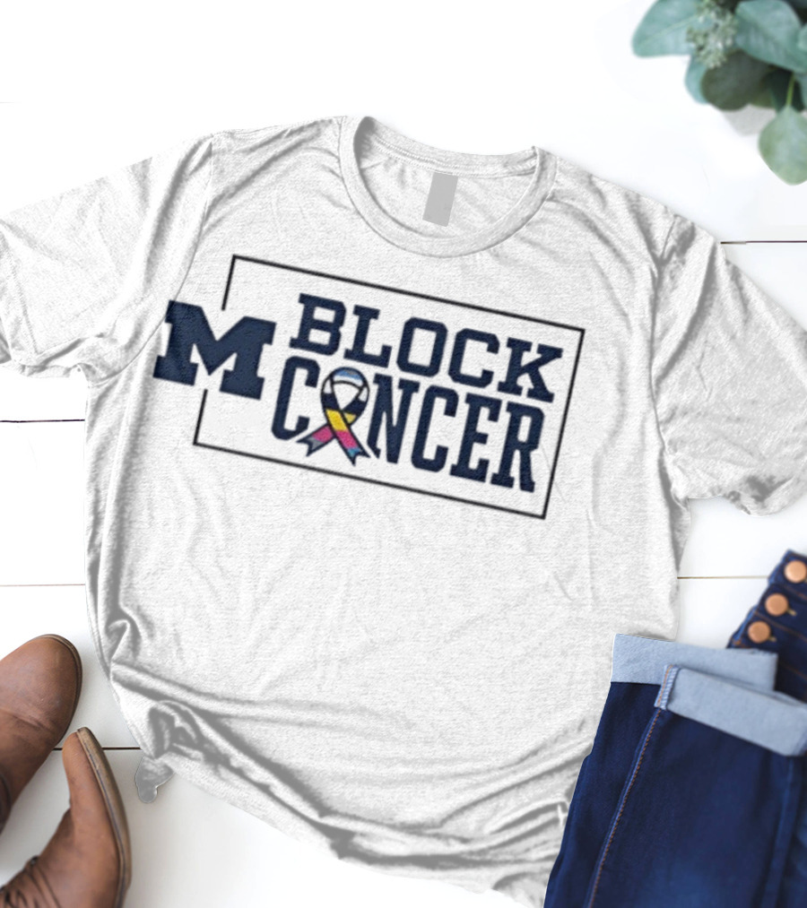 Michigan Block Cancer 2025 Football T-Shirt