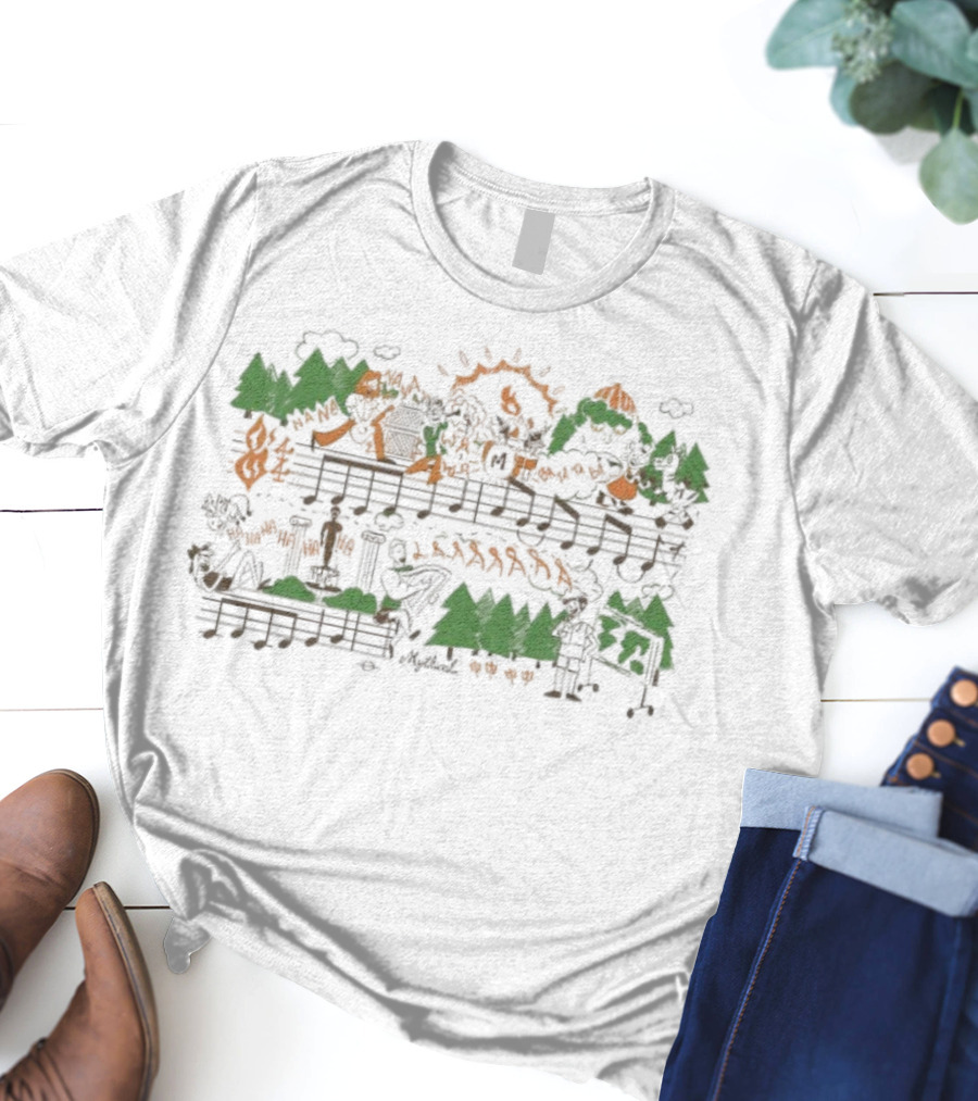 Mythical GMM Theme Song Music Notes Forest And Mountains Illustration T-Shirt