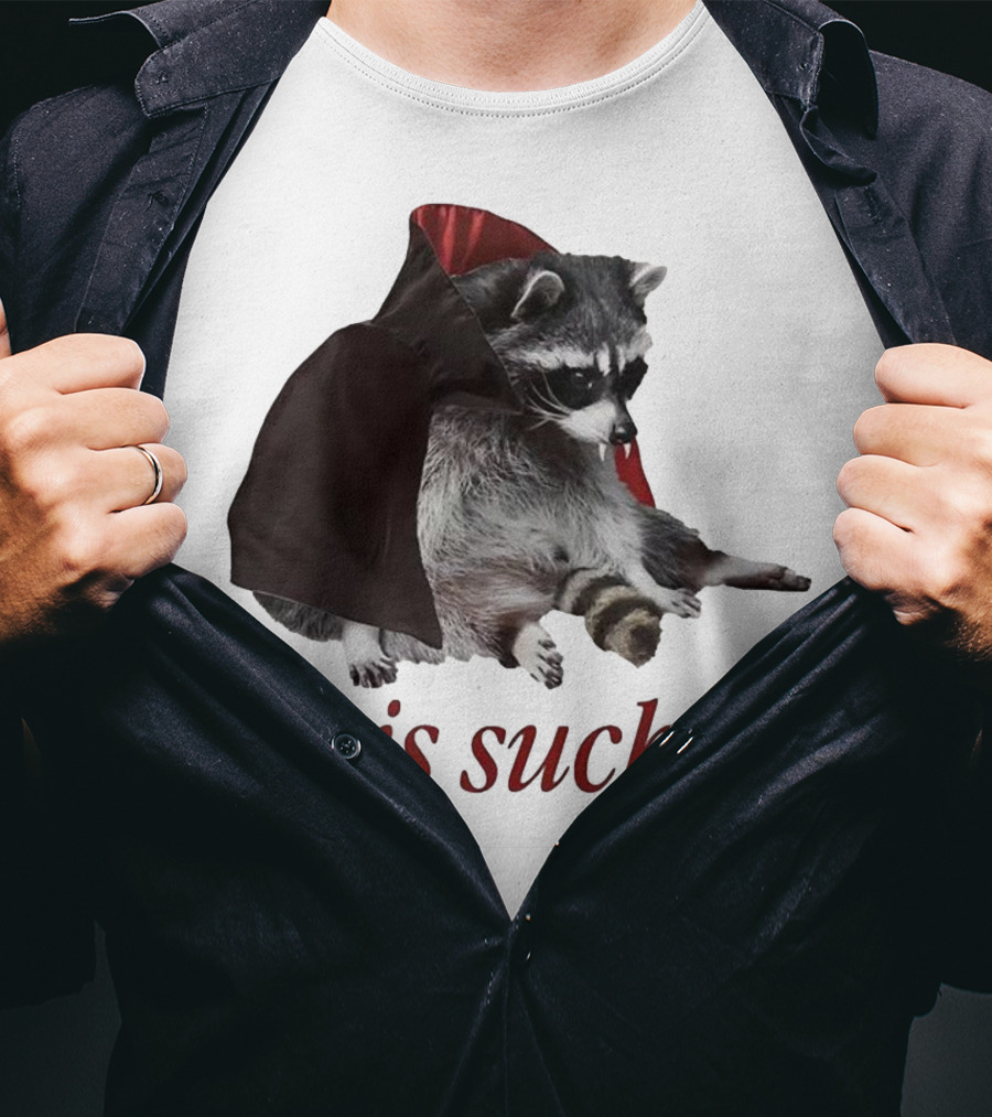 Raccoon Vampire Cape This Sucks Halloween T-Shirt