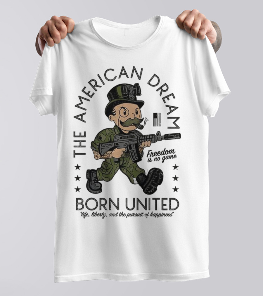 The American Dream Freedom Is No Game Born United Uncle Sam Camo Soldier T-Shirt