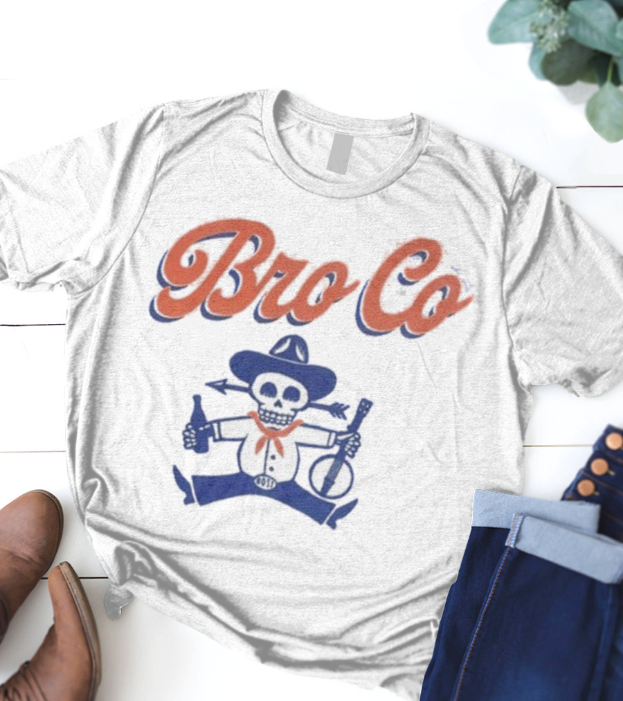 Bro Co Skeleton Cowboy With Banjo And Bottle T-Shirt