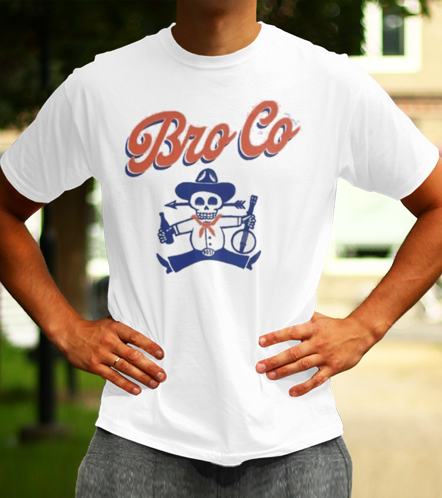 Bro Co Skeleton Cowboy With Banjo And Bottle T-Shirt
