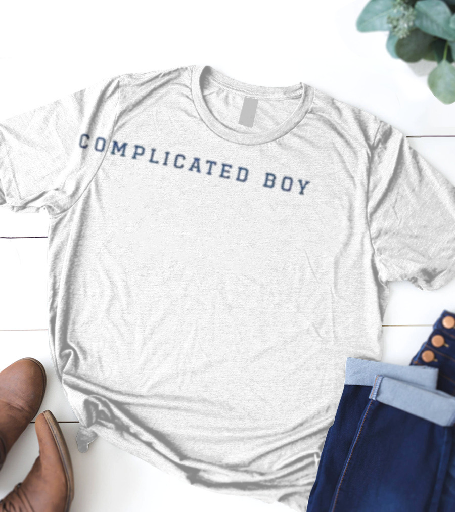 We Three Complicated Boy Text Style T-Shirt
