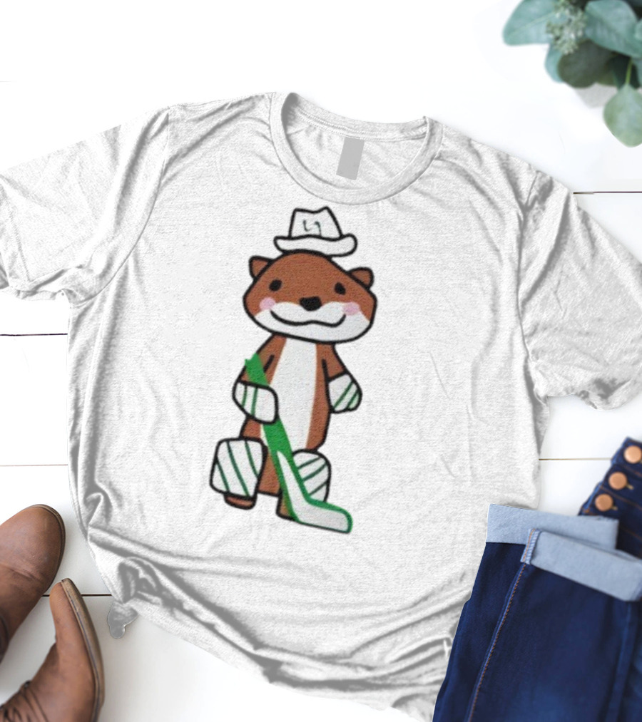 Thomas Harley Otter Hockey Player With Hat And Stick T-Shirt