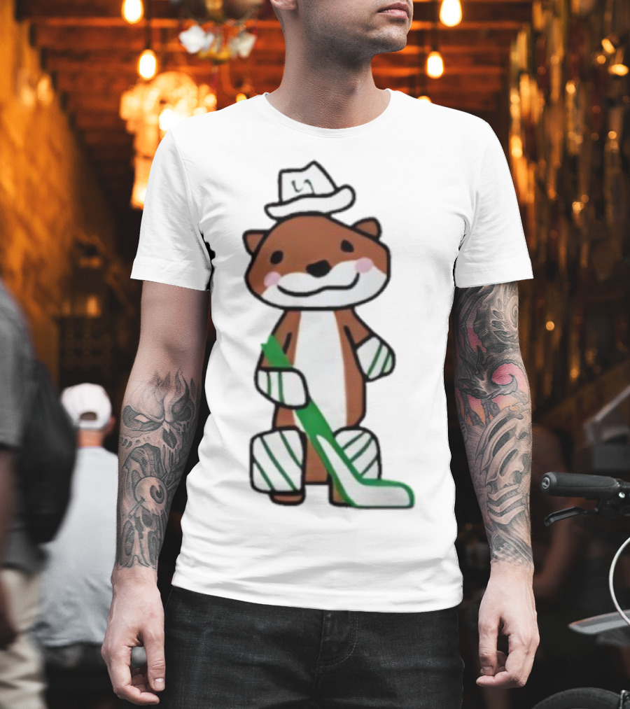 Thomas Harley Otter Hockey Player With Hat And Stick T-Shirt