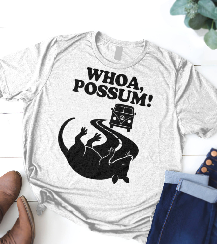 Whoa Possum Vintage Van Opossum Road Trip T-Shirt