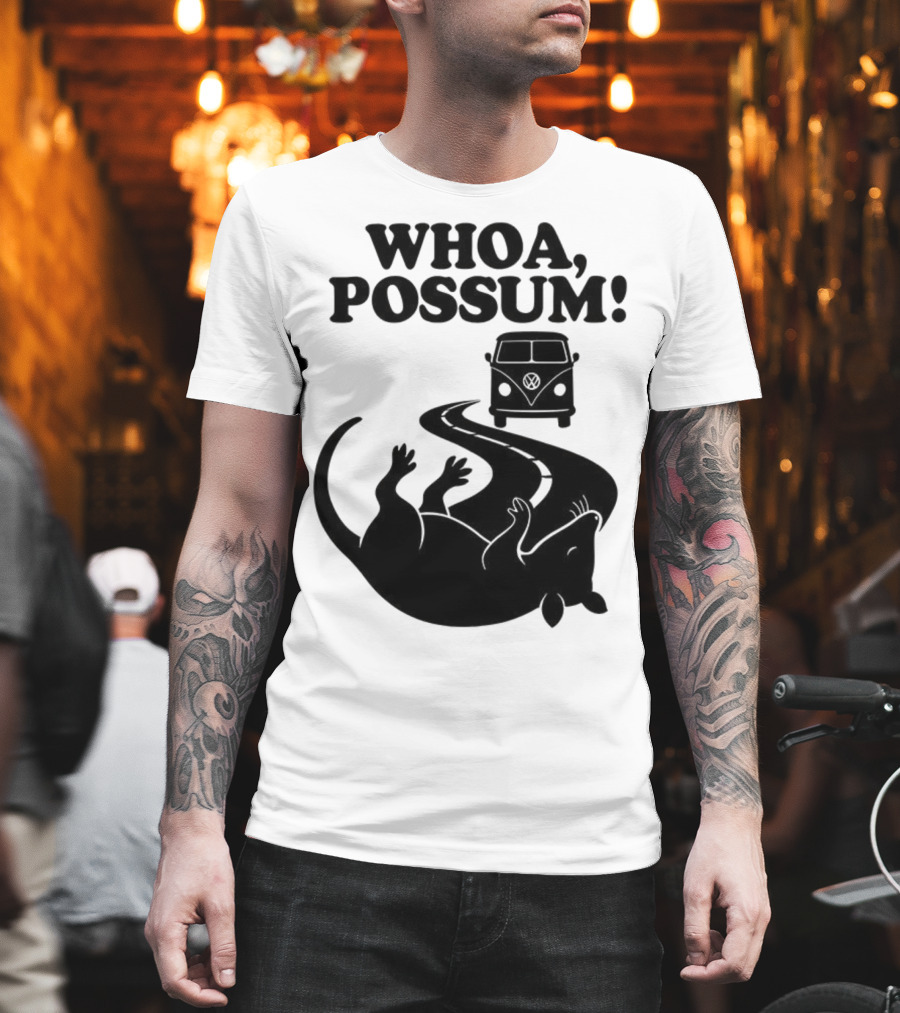 Whoa Possum Vintage Van Opossum Road Trip T-Shirt