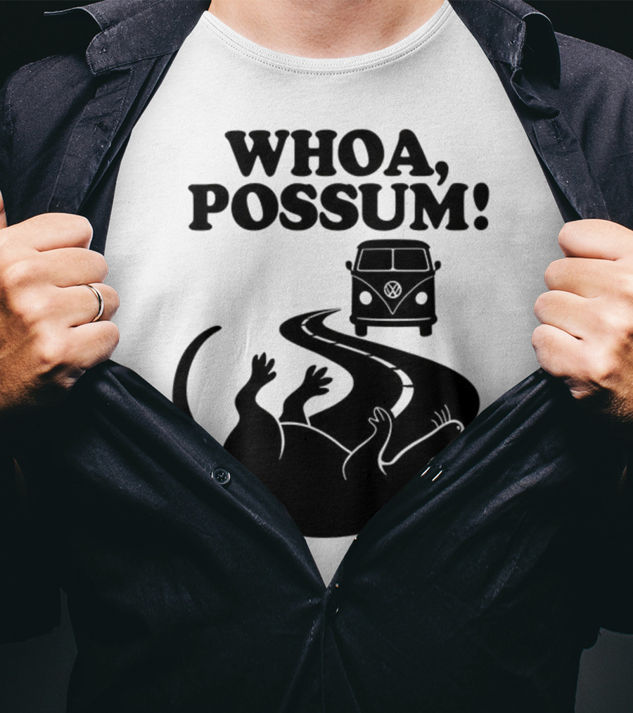 Whoa Possum Vintage Van Opossum Road Trip T-Shirt