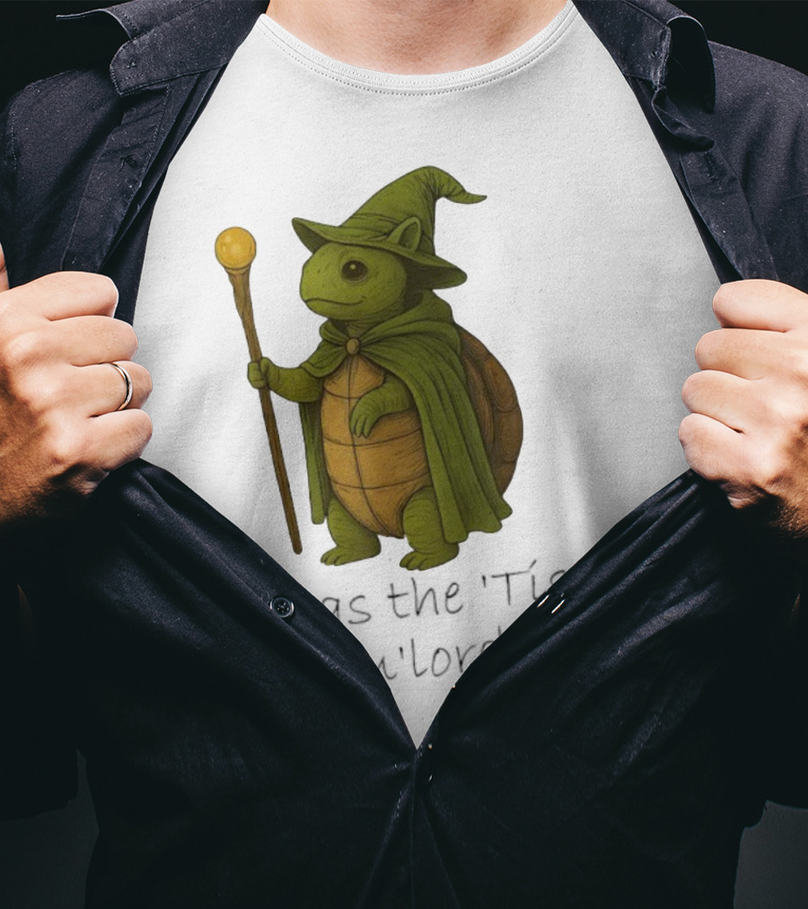 Twas The Tism M'lord Turtle Wizard Magic Staff T-Shirt