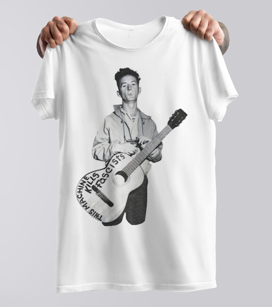 Woody Guthrie This Machine Kills Fascists Anti-Fascist Vintage Guitar Message T-Shirt