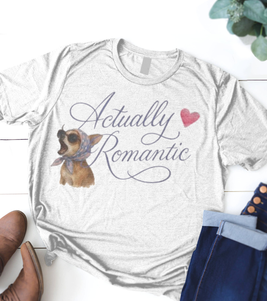 Actually Romantic Dog Sunglasses Heart Scarf T-Shirt