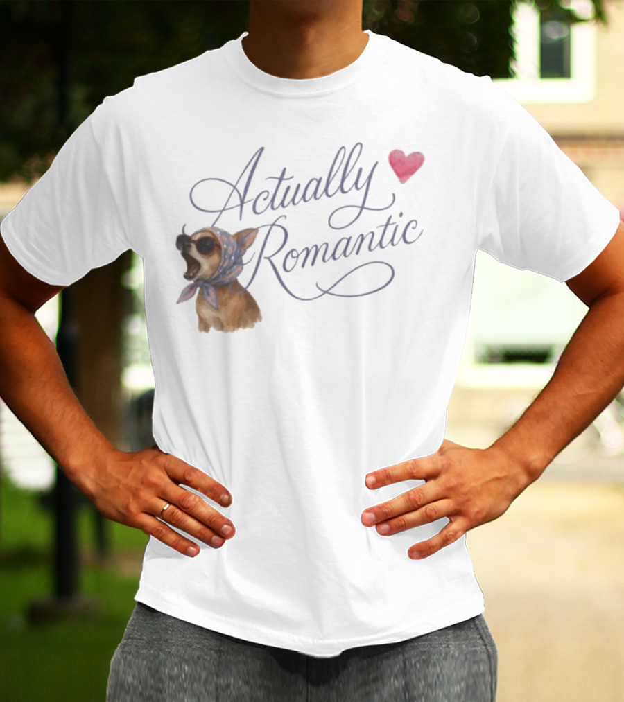 Actually Romantic Dog Sunglasses Heart Scarf T-Shirt