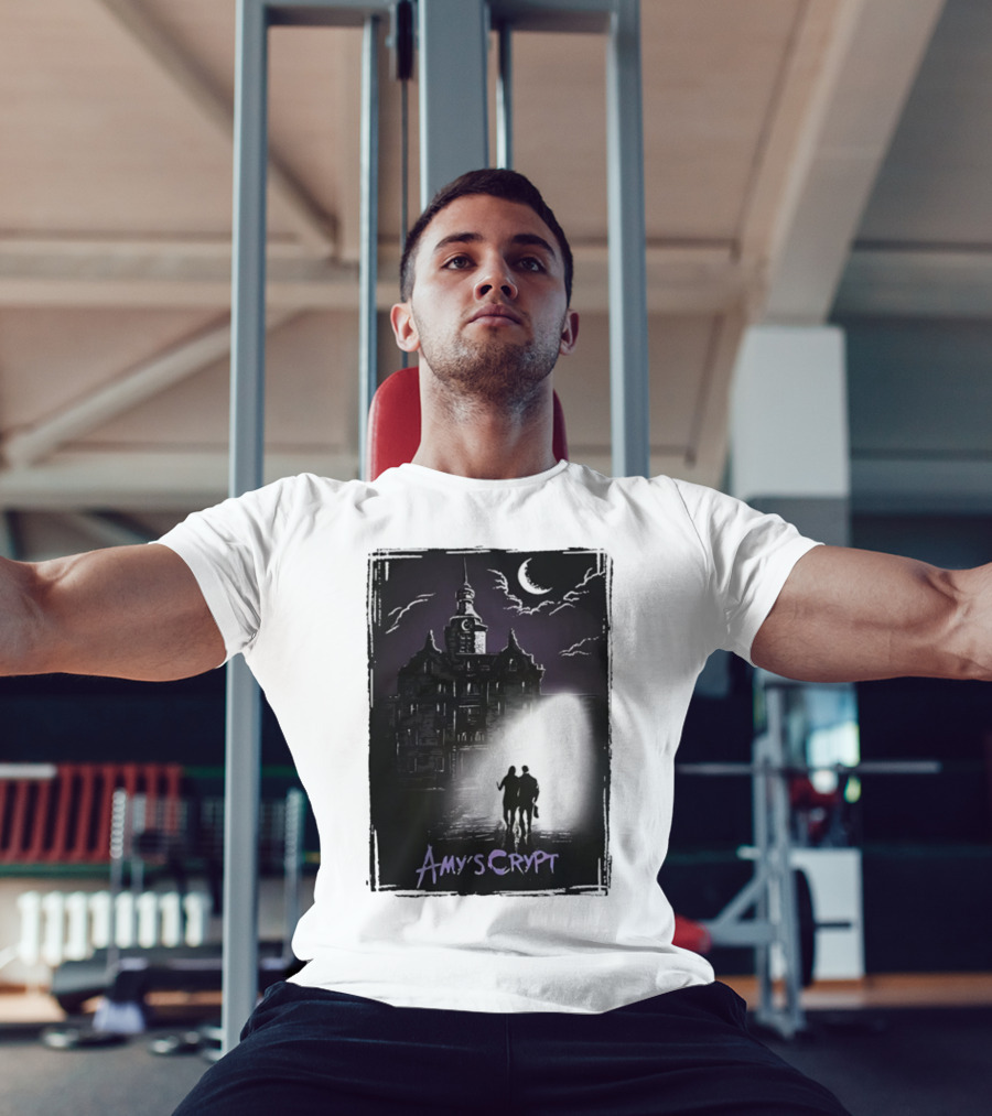 Amy's Crypt Haunted Mansion Moonlit Silhouette Halloween 2025 T-Shirt