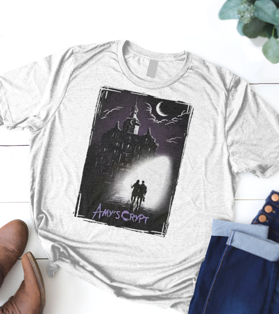 Amy's Crypt Haunted Mansion Moonlit Silhouette Halloween 2025 T-Shirt