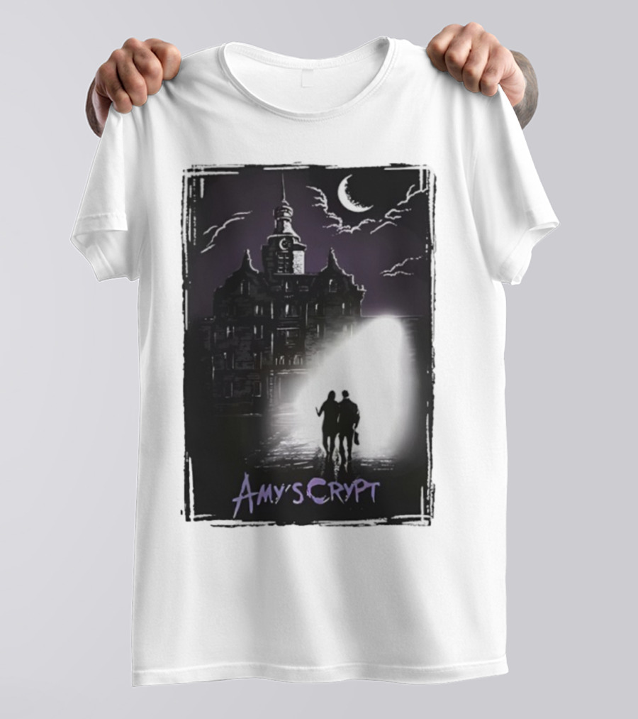 Amy's Crypt Haunted Mansion Moonlit Silhouette Halloween 2025 T-Shirt