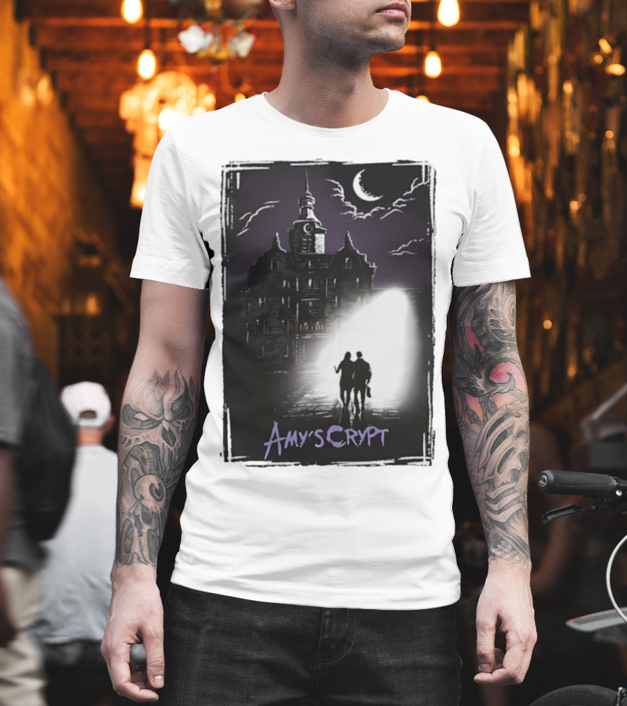Amy's Crypt Haunted Mansion Moonlit Silhouette Halloween 2025 T-Shirt